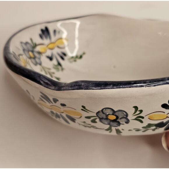 Vintage Olive Dish Pit Hand Painted In Portugal Signed By Artist Glazed - Picture 3 of 6